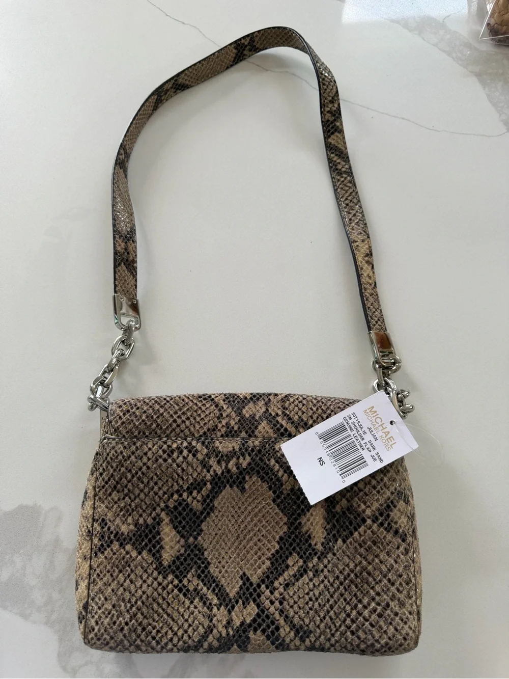 NEW Michael Kors Julian snake print leather shoulder bag